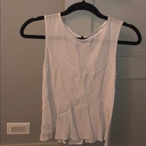 White, peplum silk tank top